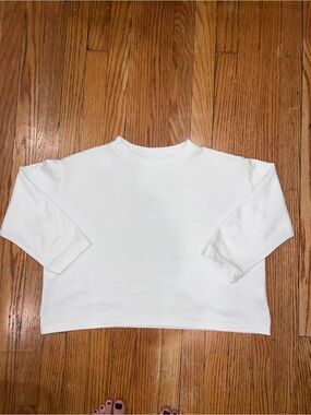La Garçonne Moderne White Cropped Sweatshirt XS, 100% cotton